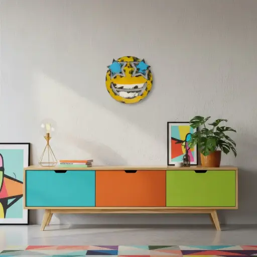 [EMO30-STAREYE-C] Emoji - 🤩 - Visage avec des étoiles à la place des yeux - 28 x 28 x 4 cm