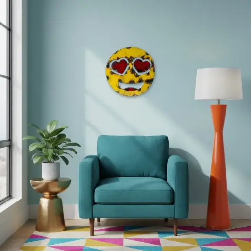 [EMO30-HEARTEYE-C] Emoji - 😍 - Visage souriant avec des yeux en forme de Cœur - 28 x 28 x 4 cm