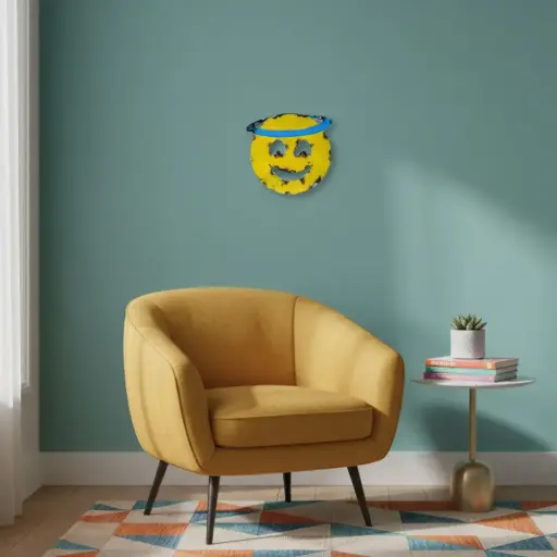 [EMO30-HALO-C] Emoji - 😇 - Visage souriant avec auréole - 28 x 30 x 4 cm