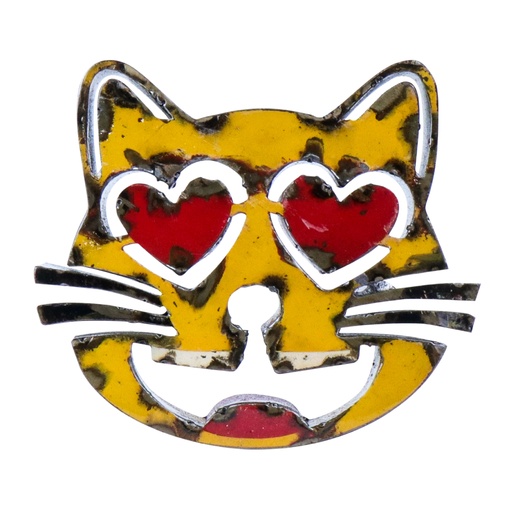 [EMO30-CATHEARTEYES-C] Emoji - 😻 - Chat souriant aux yeux en cœurs - 29 x 31 x 4 cm