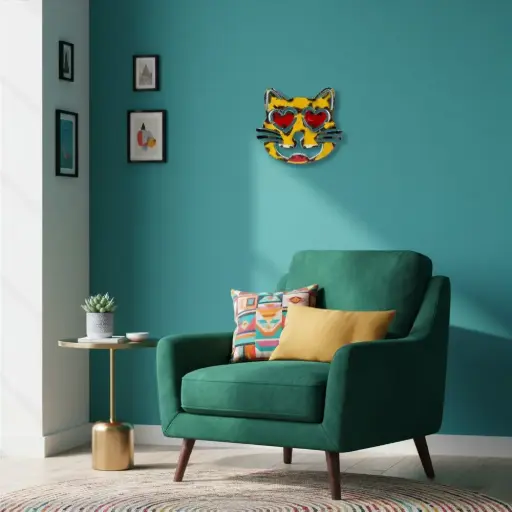 [EMO30-CATHEARTEYES-C] Emoji - 😻 - Chat souriant aux yeux en cœurs - 29 x 31 x 4 cm