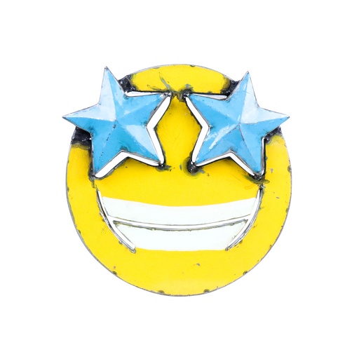 [2024-04-05-0061-C] Emoji Upcycling - Visage avec des étoiles à la place des yeux - 30 cm