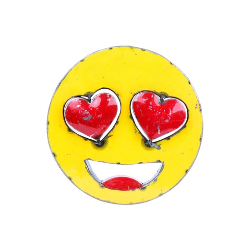 [2024-04-05-0062-C] Emoji Upcycling - Visage souriant avec des yeux en forme de Cœur - 30 cm