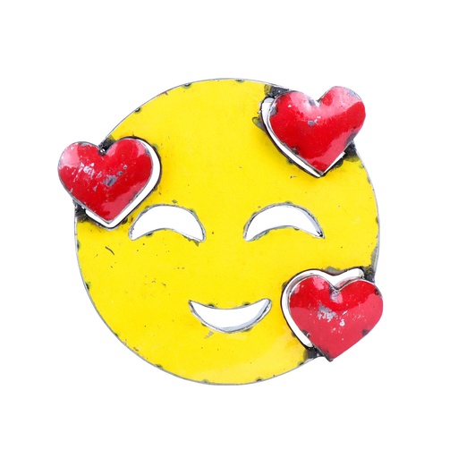 [2024-04-05-0064-C] Emoji Upcycling - Visage souriant avec cœurs - 30 cm