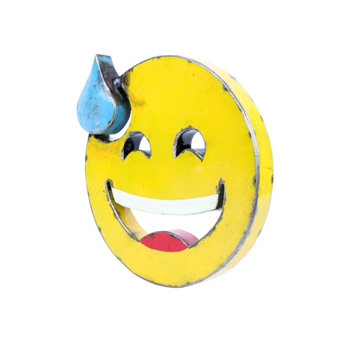 [2024-04-05-0065-C] Emoji Upcycling - Visage souriant avec une goutte de sueur - 30 cm