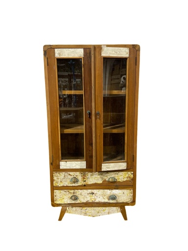 [2024-04-25-0005-A] Armoire vitrine - 2 tiroirs, 2 portes - 80 x 160 x 45 cm
