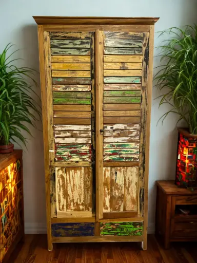 [2024-04-25-0093-A] Armoire - 2 tiroirs, 2 portes, 3 étages - 85 x 175 x 54 cm