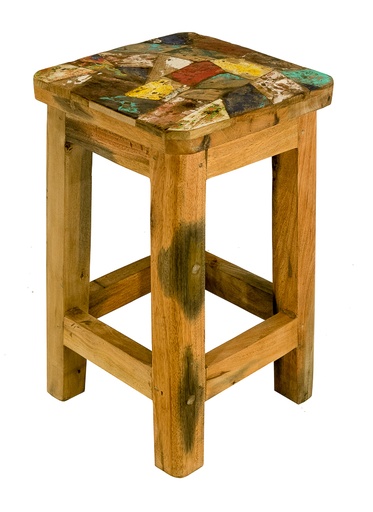 [HOGI50-01-C] Tabouret 'Hogi' - Mix Couleur - 50 x 32 x 32 cm