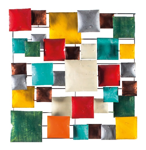 [PS50-01-C] Décoration Murale 'Pimp Carré' - Mix Couleur - 50 x 50 x 5 cm