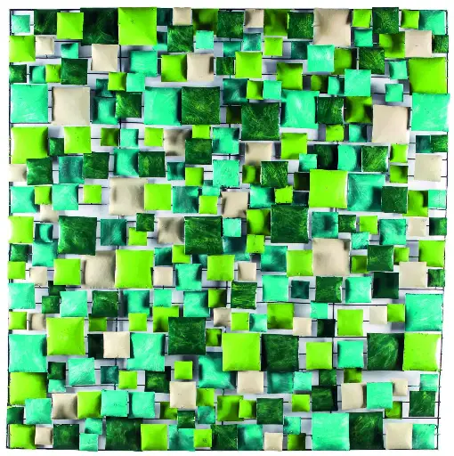 [PS150-04-C] Décoration Murale 'Pimp Carré' - Turquoise, Vert Clair, Vert Foncé & Crème - 150 x 150 x 5 cm