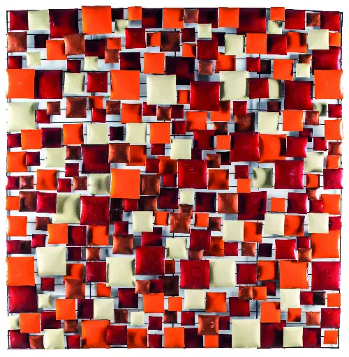 [PS150-05-C] Décoration Murale 'Pimp Carré' - Orange, Rouge, Cuivre & Crème - 150 x 150 x 5 cm