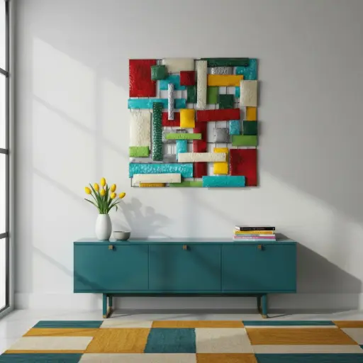 [PSR50-01-C] Décoration Murale 'Pimp Carré Rectangle' - Mix Couleur - 50 x 50 x 5 cm