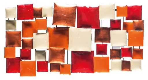 [PR80-05-C] Décoration Murale 'Pimp Rectangle' - Orange, Rouge, Cuivre & Crème - 80 x 40 x 5 cm