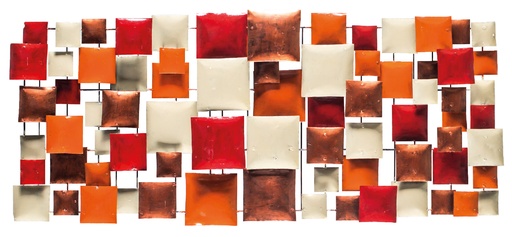 [PR120-05-C] Décoration Murale 'Pimp Rectangle' - Orange, Rouge, Cuivre & Crème - 120 x 50 x 5 cm