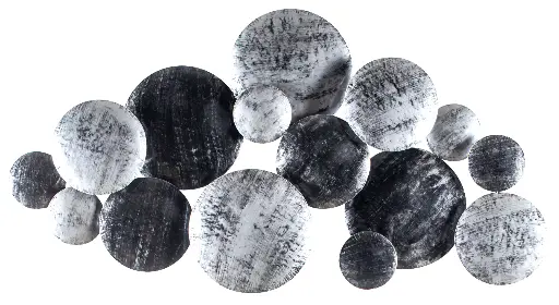 [PC130-02-C] Décoration Murale 'Pimp Cercle' - Noir & Argent - 130 x 70 x 13 cm