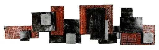 [PSK120-01-C] Décoration Murale 'Pimp Skyline' - Noir, Argent & Cuivre - 120 x 35 x 7 cm