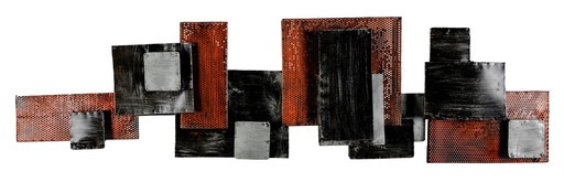 [PSK120-01-C] Décoration Murale 'Pimp Skyline' - Noir, Argent & Cuivre - 120 x 35 x 7 cm