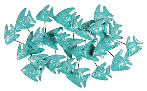 [PFF80-02-C] Décoration Murale 'Pimp Banc de Poisson' - Turquoise - 45 x 80 x 10 cm