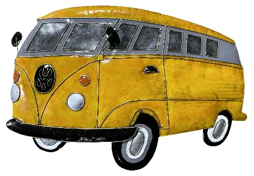 [PVW65-03-C] Décoration Murale 'Pimp VW Combi' - Jaune - 65 x 43 x 2,5 cm