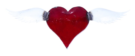 [PHWUP90-C] Décoration Murale 'Pimp Cœur Ailé Up' - Rouge & Blanc - 90 x 32 x 5 cm