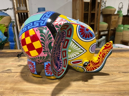 [2024-06-04-0059-B] Éléphant "Pimp" Peint à la Main - Tirelire - 27 x 38 x 38 cm