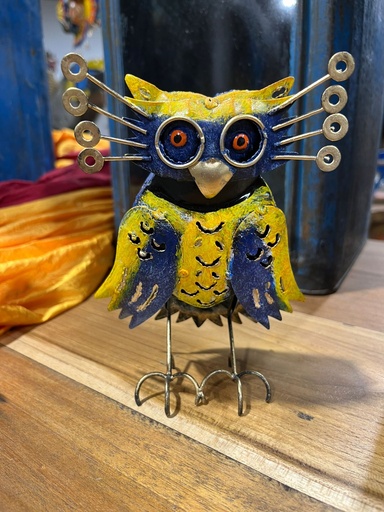 [2024-06-06-0016-B] Hibou "Lunettes" Jaune - 14 x 10 x 4 cm