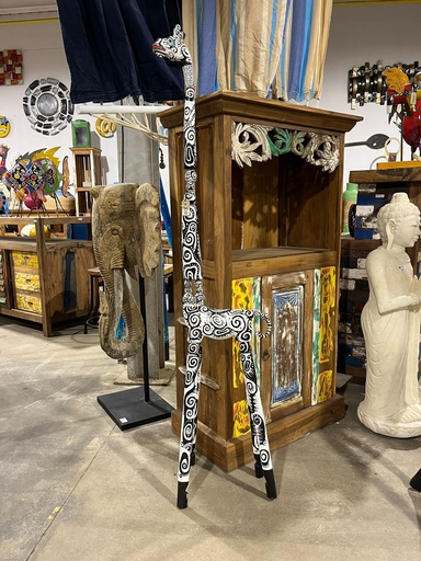 [2024-06-06-0047-B] Girafe Démontable Noire et Blanche Peinte à la Main - 150 x 25 x 30 cm