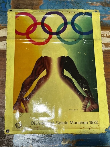 [2024-06-06-0059-B] Affiche Upcycling "Jeux Olympique Munich 1972" - Pot de Peinture Déroulé - 34 x 27 x 1 cm