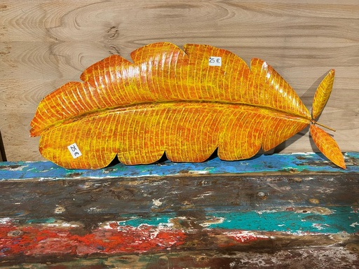 [2024-06-06-0063-B] Décoration Murale "Feuille de Bananier" Orange - 88 x 37 x 2 cm