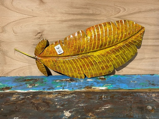 [2024-06-06-0065-B] Décoration Murale "Feuille de Bananier" Orange - 55 x 20 x 2 cm