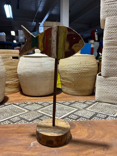 [2024-06-06-0082-B] Poisson Sur Socle Upcycling - 43 x 26 x 14 cm