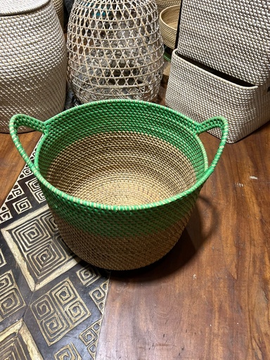 [2024-06-07-0033-B] Panier Vert avec Anse - 32 x 34 x 34 cm