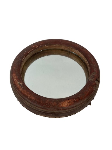 [2024-11-15-0006-A] Miroir Sculpté dans un Tambourin Authentique  - 26 x 26 x 6 cm