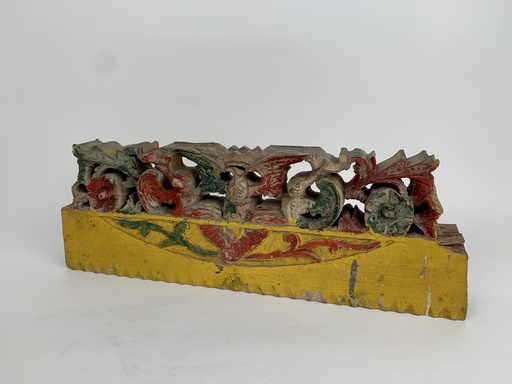 [2024-11-15-0037-A] Élément de décoration ancien en bois peint - 13 x 38 x 4 cm