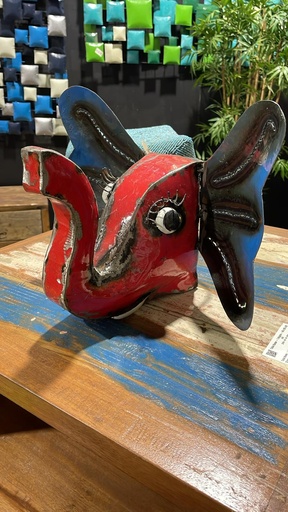 [2024-11-22-0050-B] Trophée Tête d'Éléphant Upcycling - 30 x 35 x 28 cm
