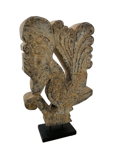 [2024-11-29-0007-A] Oiseau Sculpté sur Socle - 60 x 38 x 12 cm