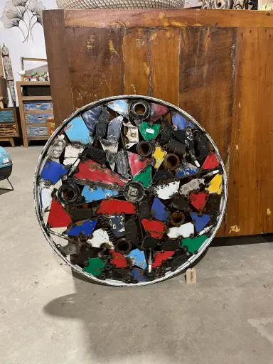 [2025-02-13-0018-B] Décoration Murale '100% Récup' - Upcycling - 58 x 58 x 8 cm