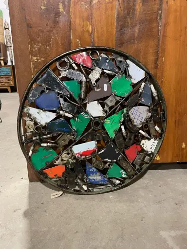 [2025-02-13-0019-B] Décoration Murale '100% Récup' - Upcycling - 58 x 58 x 8 cm