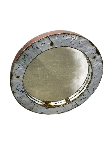 [2025-03-11-0017-A] Miroir Rond Upcycling - Blanc & Bordeaux - 80 x 80 x 9,5 cm