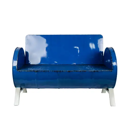[2025-03-11-0028-A] Fauteuil Double Upcycling - Bleu - 90 x 131 x 65 cm