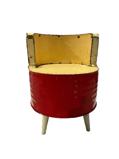 [2025-03-11-0036-A] Fauteuil Simple Upcycling - Rouge & Crème - 75 x 58 x 58 cm