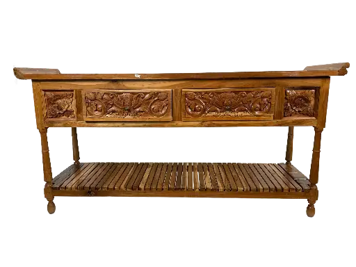 [2025-04-08-0027-A] Console Sculptée - 2 Tiroirs - 84 x 169 x 45 cm