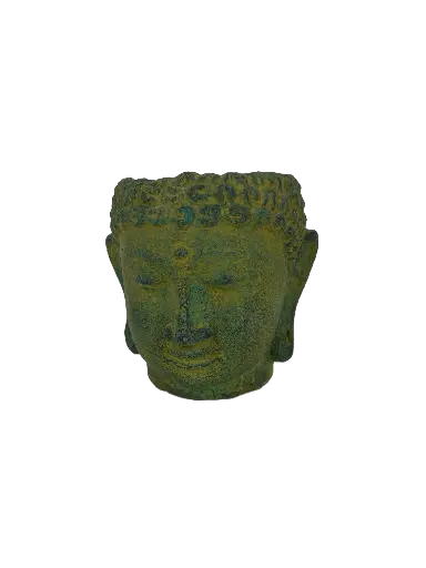 [2025-04-08-0080-A] Tête de Buddha en Pierre - 14,5 x 15 x 14 cm