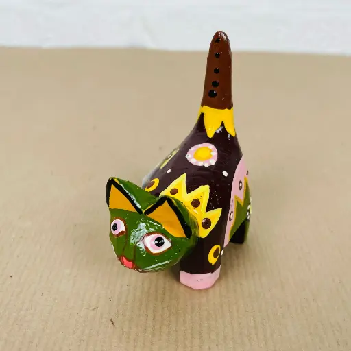 [2025-04-11-0079-CATDA8-16-B] Chat Dali - Kaki & Noir - 8 x 6 x 3 cm