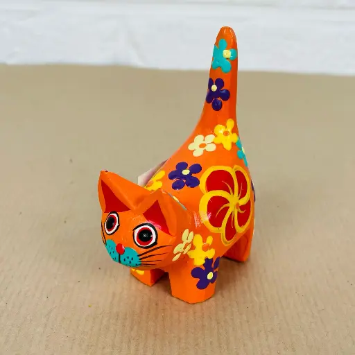 [2025-04-11-0086-CATDA8-08-B] Chat Dali - Orange à Fleur - 8 x 6 x 3 cm