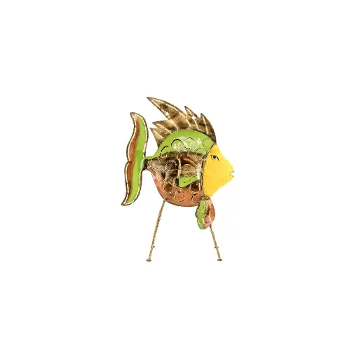 [FIDO55-01-C] Poisson Daurade - Jaune, Or, Cuivre & Vert - 55 x 15 x 38 cm