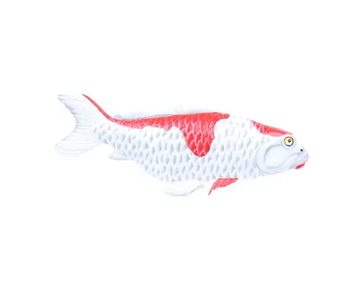 [KOIW40-01-S3-M-C] Koi - Medium - Blanc & Rouge - 13 x 30 x 7,5 cm