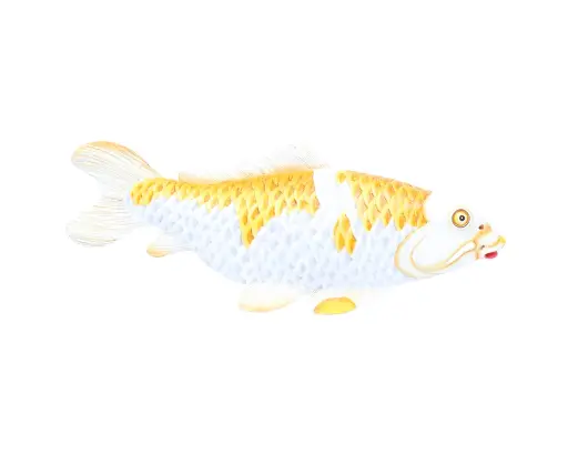 [KOIW40-02-S3-L-C] Koi - Large - Blanc & Jaune - 16 x 40 x 9 cm