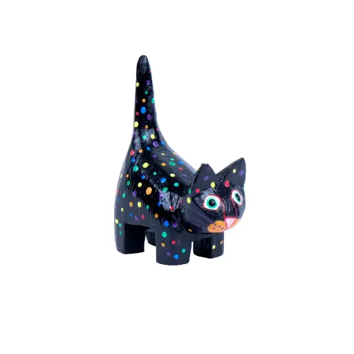 [CATDA8-NOPO-C] Chat Dali - Noir à Pois - 8 x 6 x 3 cm