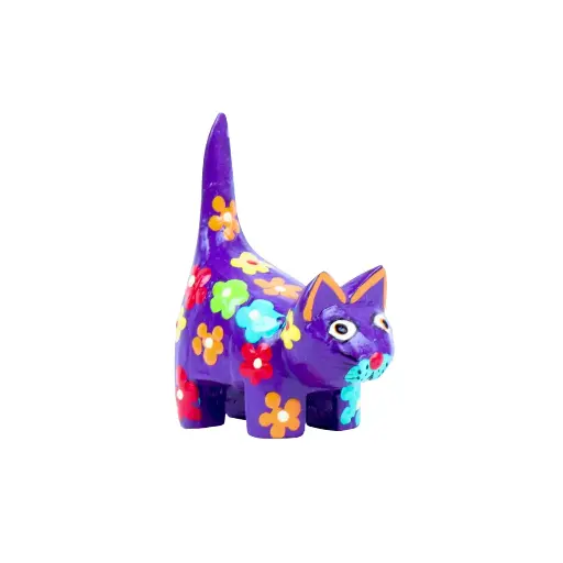 [CATDA8-MAFL-C] Chat Dali - Mauve à Fleur - 8 x 6 x 3 cm